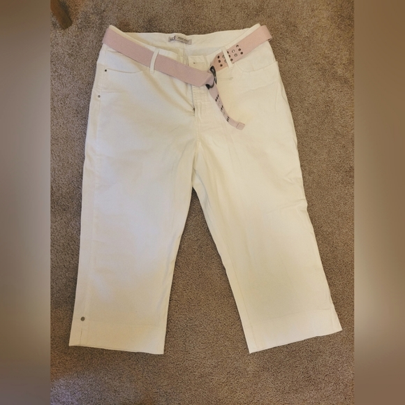 Lee Pants - White NWOT Lee Size 12 pants with a pink Belt! Never worn!